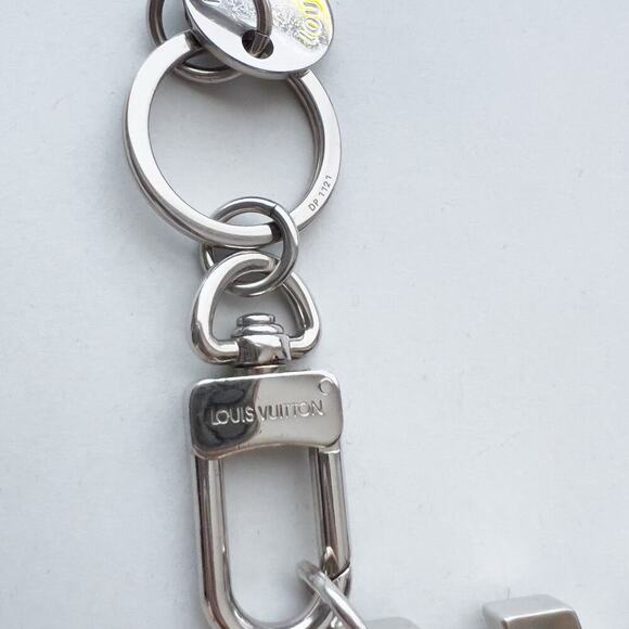 Louis Vuitton Keychain Bag Charm LV Logo Silver Authentic Key Holder - Picture 2 of 8